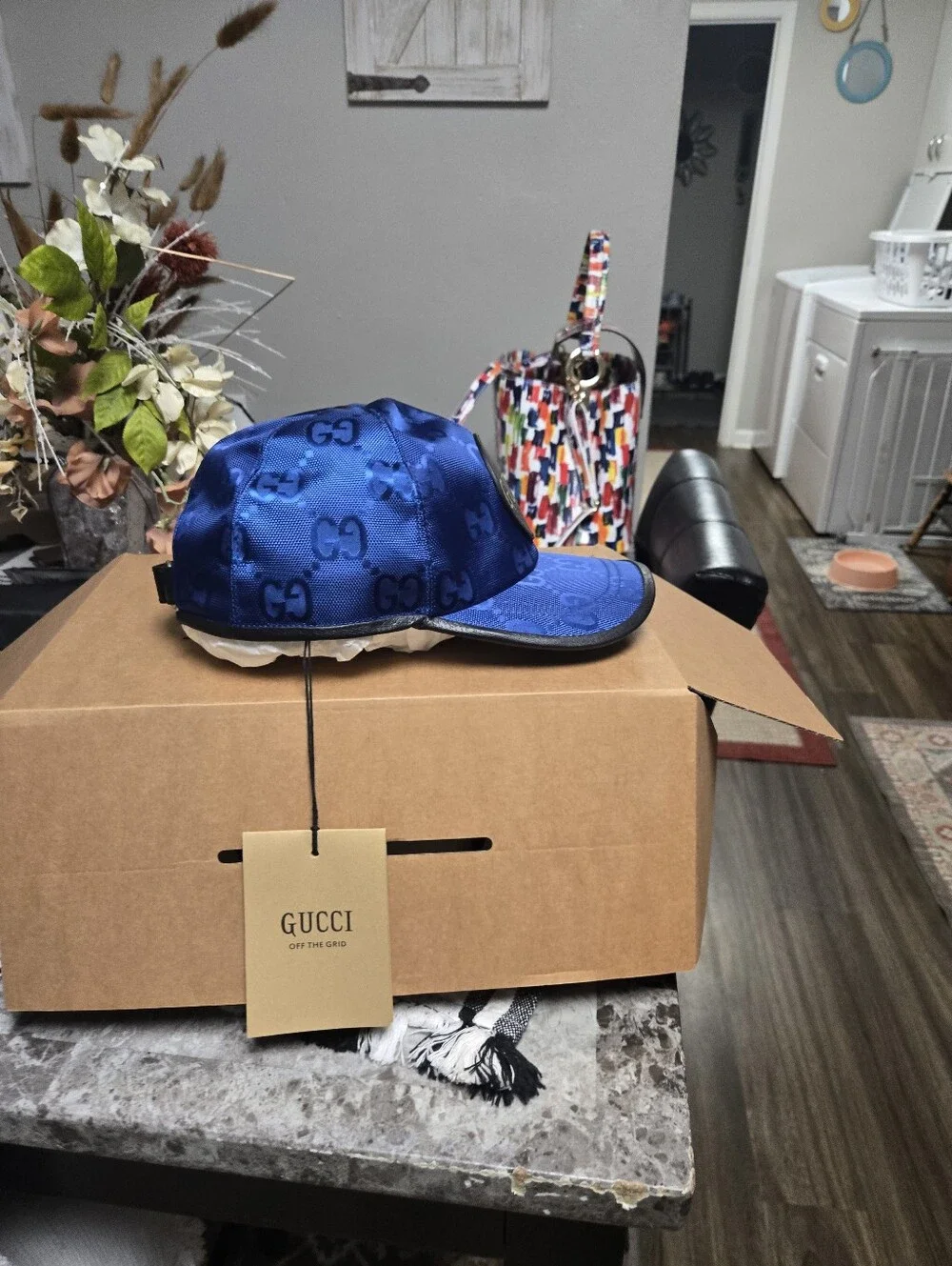 Gucci Royal Blue GG Logo Baseball Cap with Gold Patch
